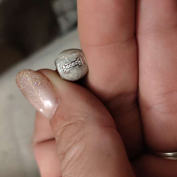 Dog bead with paw print & bone in glittery diamonda - Picture 2 of 2